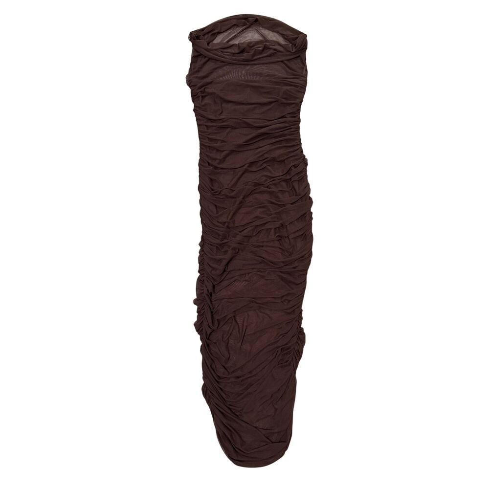 Lulus ruched dress with mesh overlay, cowl neck women’s XS
